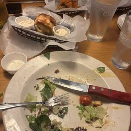 Steak salad, side of tenders, and of course the famous hot bread! Yum! Steak salad, side of tenders, and of course the famous hot bread! Yum!
