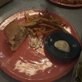 Bayonet - TUNA BURGER, WHOLE GRAIN MUSTARD, CHEDDAR, LEMON AIOLI, FRIES (split in half, 1/4 left) - Desserts Near Me - Birmingham, Alabama Bayonet - TUNA BURGER, WHOLE GRAIN MUSTARD, CHEDDAR, LEMON AIOLI, FRIES (split in half, 1/4 left) - Desserts Near Me - Birmingham, Alabama