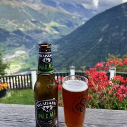 Alpina - A beer from their deck overlooking the valley