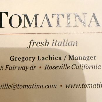 Tomatina - Business card - Italian Near Me - Roseville, California