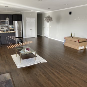 JP Hardwood Flooring - ...and AFTER! We went with a dark walnut  stain (Dura Seal) on red oak. - Flooring Near Me - Chicago, Illinois