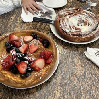 Plums Cafe - Plums Famous Dutch Baby & Giant Cinnamon Roll - Breakfast & Brunch Near Me - Costa Mesa, California