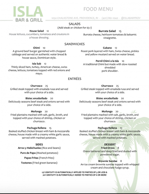 Menu photo 2 Isla Bar & Grill Providence, RI