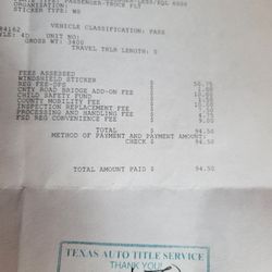 Texas Auto Title - The poor that they charge $7.50 but if you go down town they don't charge you that at all . All you pay is $ 94.50