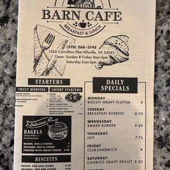 The Barn Cafe - Menu - American Near Me - Hillsville, Virginia The Barn Cafe - Menu - American Near Me - Hillsville, Virginia