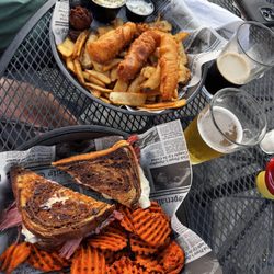 Dublin's Crossing - Fish & chips, and reuben & sweet potato fries.
