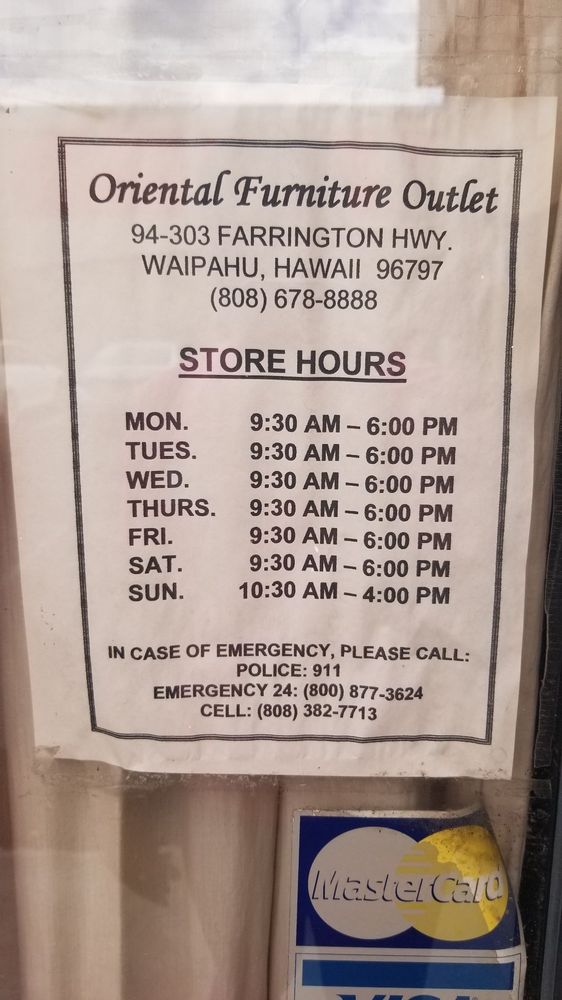 ORIENTAL FURNITURE OUTLET Updated June 2024 94303 Farrington Hwy