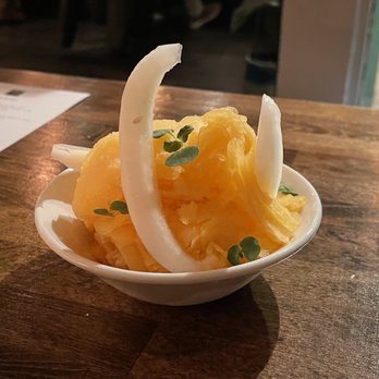 Pomet - ZUCKERMAN melon snow with shiso - New American Near Me - Oakland, California Pomet - ZUCKERMAN melon snow with shiso - New American Near Me - Oakland, California
