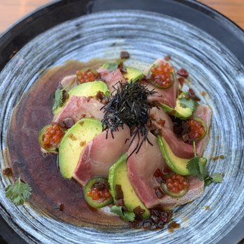 Ozumo - Hanabi ( their signature hamachi sashimi, avocado, warm chili ponzu) - Sushi Bars Near Me - San Francisco, California Ozumo - Hanabi ( their signature hamachi sashimi, avocado, warm chili ponzu) - Sushi Bars Near Me - San Francisco, California