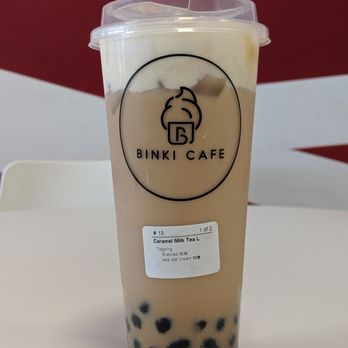 Binki Cafe - Charlotte - Caramel milk tea with milk cap and boba - Bubble Tea Near Me - Charlotte, North Carolina Binki Cafe - Charlotte - Caramel milk tea with milk cap and boba - Bubble Tea Near Me - Charlotte, North Carolina
