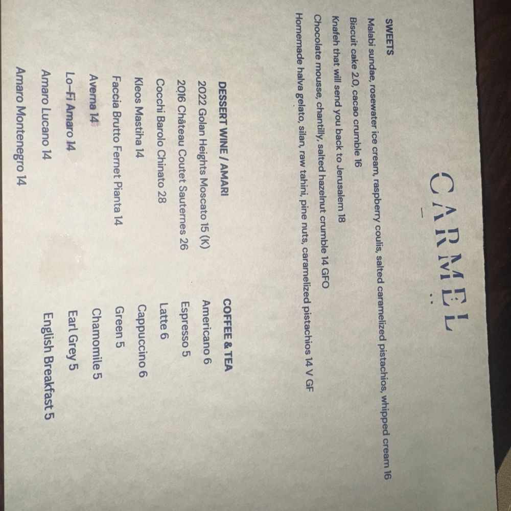 Carmel - Dessert Menu - Mediterranean Near Me - Los Angeles, California Carmel - Dessert Menu - Mediterranean Near Me - Los Angeles, California