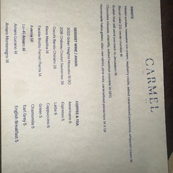 Carmel - Dessert Menu - Mediterranean Near Me - Los Angeles, California