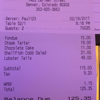 Ocean Prime - The lobster tails were great. Highly recommend all of the items listed in the receipt - Seafood Near Me - Denver, Colorado Ocean Prime - The lobster tails were great. Highly recommend all of the items listed in the receipt - Seafood Near Me - Denver, Colorado