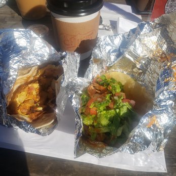El Chilito - Puffy taco with tinga chicken and a Charlie's breakfast taco - Mexican Near Me - Austin, Texas El Chilito - Puffy taco with tinga chicken and a Charlie's breakfast taco - Mexican Near Me - Austin, Texas