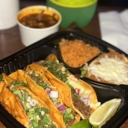 Abuelitas Birria & Mexican Food - 3 Quesabirria Plate, Rice and Beans