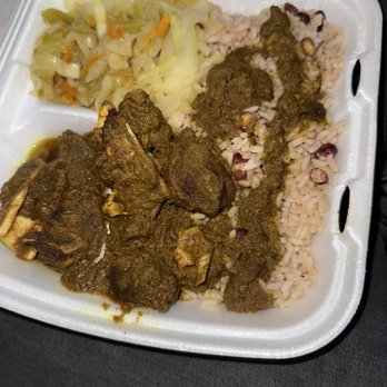 Tropical Island Coffee Cafe - Curried Goat Dinner with rice and cabbage - Caribbean Near Me - Winchester, Virginia