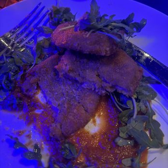 Blue Note Jazz Clubs - Eggplant Milanese- thin slices and overcooked with what seems like store bought sauce - Music Venues Near Me - Los Angeles, California