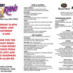 The Savory Rhino - Menu