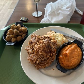 Preacher Green’s - Fried chicken okra, sweet potato purée and biscuit!! Yummy! - Southern Near Me - Athens, Georgia Preacher Green’s - Fried chicken okra, sweet potato purée and biscuit!! Yummy! - Southern Near Me - Athens, Georgia