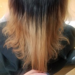 This was supposedly the ombrè Emmy did on my hair . This was supposedly the ombrè Emmy did on my hair .
