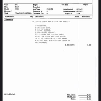 Baron Auto Emporium - Fake invoice - Auto Repair Near Me - Roslyn Heights, New York Baron Auto Emporium - Fake invoice - Auto Repair Near Me - Roslyn Heights, New York