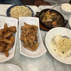 52Stone Family Restaurant - Lemon Chicken, Soy garlic Chicken, Carbonara, Chicken Alfredo, Caldereta, and Pineapple Fried Rice