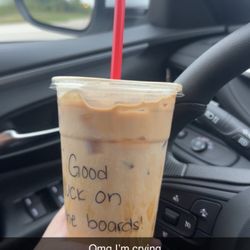On The Grind Coffee Company - The girls knew I was nervous so they wrote me a sweet letters on the front and the back both days I went before a state test