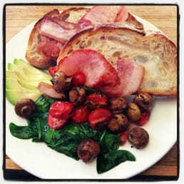 The 'Big Breakfast' minus the eggs as I can't eat 'em.. Delish! The 'Big Breakfast' minus the eggs as I can't eat 'em.. Delish!