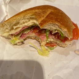 1/2 salami and provolone sub 3 pieces of salami across it one film !!!!
