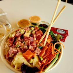 Fat Fish - " Build your own Poke! Tuna & salmon wa%%s my protein. The rest was just vegetables