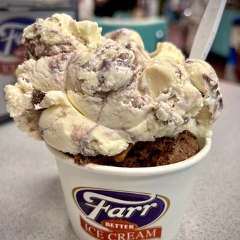 Farr Better Ice Cream - Double scoop In a cup. Cream Cheese Black Raspberry & Chocolate Peanut Butter - Ice Cream & Frozen Yogurt Near Me - Ogden, Utah