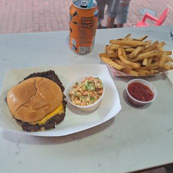 Joia Burger - Smashed burger with fries and the burger toppings o the side. - Burgers Near Me - Washington, DC, District of Columbia