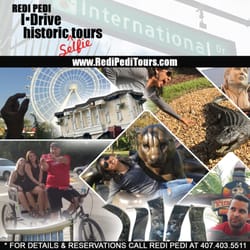 Redi Pedi Cab Company - Tour International Drive in Orlando, Florida and see all of I-Drive in 60mins with friends or all by yourselfie. Use promocode: YelpRediPedi