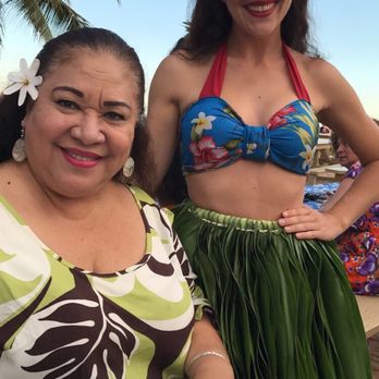 Germaine's Luau - Paulette on the left with one of the dancers. - Hawaiian Near Me - Kapolei, Hawaii