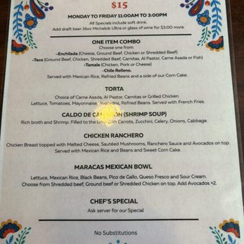 Maracas - Lunch special menu - Mexican Near Me - Rancho Mirage, California Maracas - Lunch special menu - Mexican Near Me - Rancho Mirage, California
