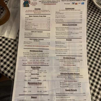 J's Simply Soul - Menu 1 - Barbeque Near Me - White, Georgia