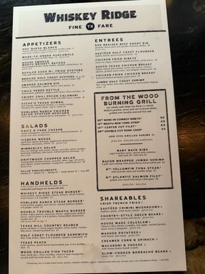 Menu photo 2 Whiskey Ridge Driftwood, TX Menu photo 2 Whiskey Ridge Driftwood, TX