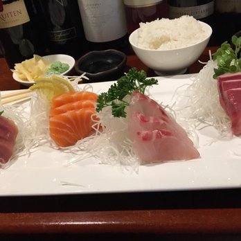 Komachi Sushi - Sashimi combo dinner; chefs selection of 12 pieces of sashimi, miso soup (not pictured), & "sushi rice" - Japanese Near Me - Lodi, California Komachi Sushi - Sashimi combo dinner; chefs selection of 12 pieces of sashimi, miso soup (not pictured), & "sushi rice" - Japanese Near Me - Lodi, California