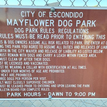Mayflower Dog Park - Rules - Dog Parks Near Me - Escondido, California