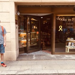 Hibernian Books - My husband outside the shop.