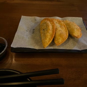 Kimen Ramen Izakaya - Gyoza minus one... there were 4... the other one was in my belly when I took this picture lol - Ramen Near Me - Annandale, Virginia Kimen Ramen Izakaya - Gyoza minus one... there were 4... the other one was in my belly when I took this picture lol - Ramen Near Me - Annandale, Virginia