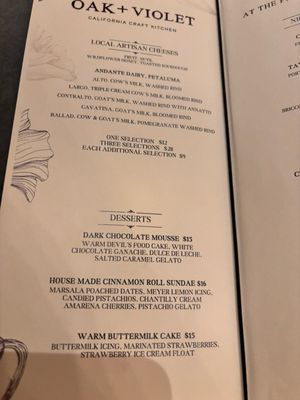 Menu photo 1 Oak + Violet Menlo Park, CA Menu photo 1 Oak + Violet Menlo Park, CA
