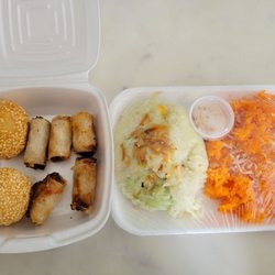 Tuyet Tofu - Sesame ball, egg rolls, sticky rice
