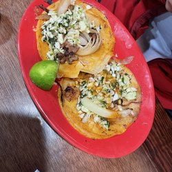 Taqueria La Delicia - Shrimp taco and carne asasda taco.