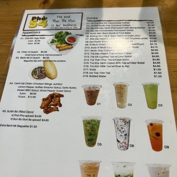 Pho 54 - Menu - November 2022 - Vietnamese Near Me - Houston, Texas