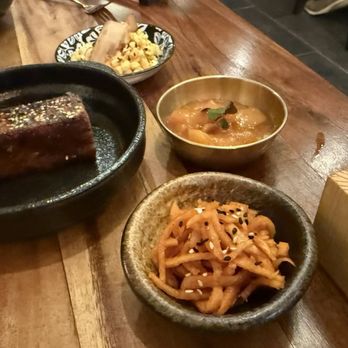Lotus Noodle Bar - Banchan spread -- every piece good, but the combined bites were amazing. - Ramen Near Me - St. Augustine, Florida Lotus Noodle Bar - Banchan spread -- every piece good, but the combined bites were amazing. - Ramen Near Me - St. Augustine, Florida