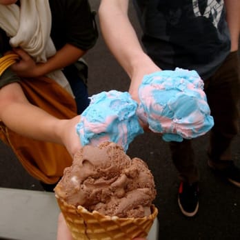 Hawkeye Dairy Store - Chocolate Peanut Butter Revel and Cotton Candy!  These are only single scoops! - Cheese Shops Near Me - Abbotsford, Wisconsin