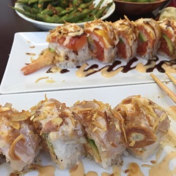Mika Sushi - Garlic edamame is a must! The mango roll is delish and the Sapporo roll all on soy paper - Japanese Near Me - Orange, California