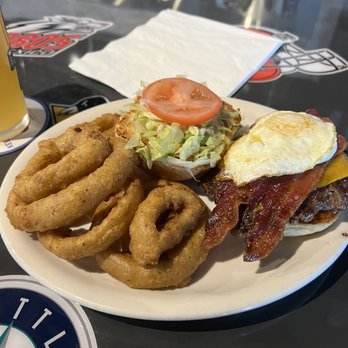 Turquoise Desert - The hangover with onion rings.  Messy just the way I like it and the Onion Rings are da bomb. - Sports Bars Near Me - Rio Rancho, New Mexico
