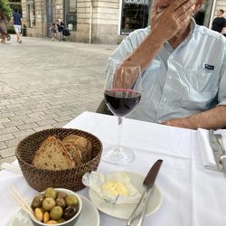 La Cigale - Free starters. Amazing butter, bread and olives.